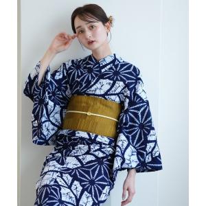浴衣 有松絞り浴衣3点セット 極み 麻の葉芭蕉 紺 レディース