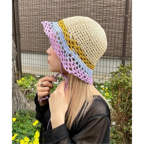 帽子 ハット 「HIKA」ボーダークロシェ編みHAT レディース メンズ