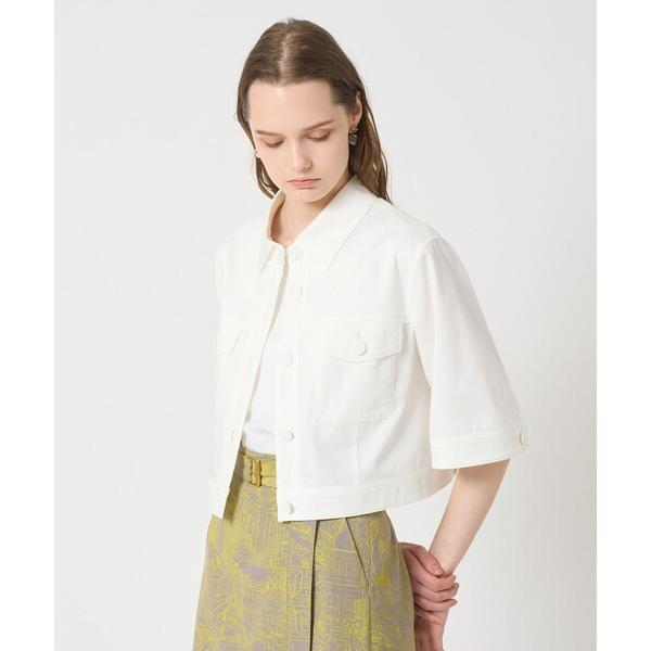 コート アウター 「セットアップ対応商品」スラブデニムライク5分袖ブルゾン レディース