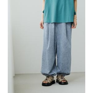 ジーンズ デニム デニムパンツ 「接触冷感」ひんやりタックバルーンデニム「プチサイズあり」「CLIP denim」 レディース