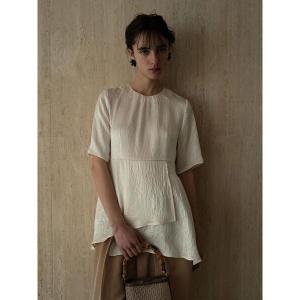 ブラウス シャツ 「JAPAN FABRIC」リンクルアセテートサテンペプラムブラウス「2025summer catalog item」 レディース