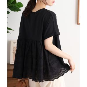 tシャツ amitie アミティエ前開きプルオーバー タックレース レディース