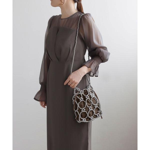 ショルダーバッグ バッグ ビーズ編み巾着2WAYバッグ レディース