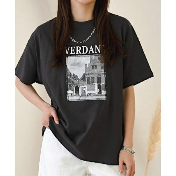 tシャツ 綿天竺フォトプリント半袖Tシャツ レディース