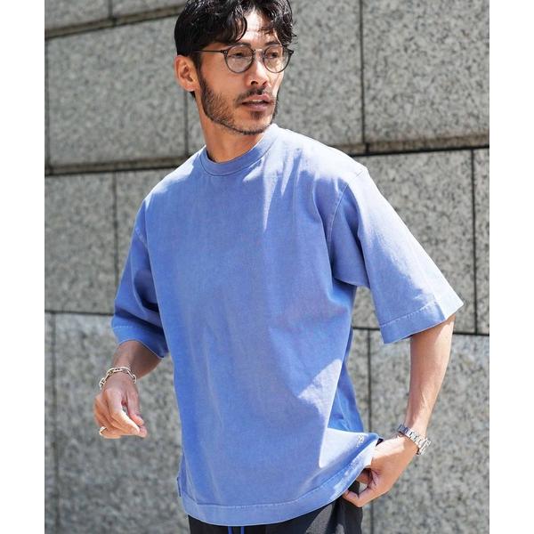 tシャツ フェードピグメント加工 ワンポイント刺繍 5分袖Tシャツ メンズ