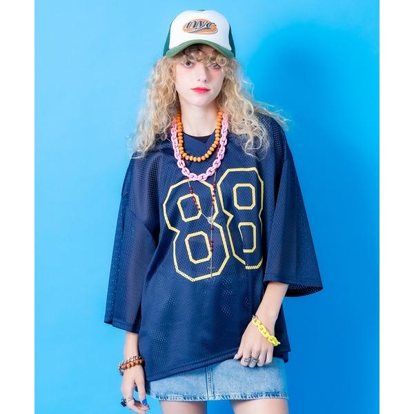 tシャツ a.p.o.v. ナンバリングプリントクロップド丈オーバーサイズメッシュゲームシャツ メン...