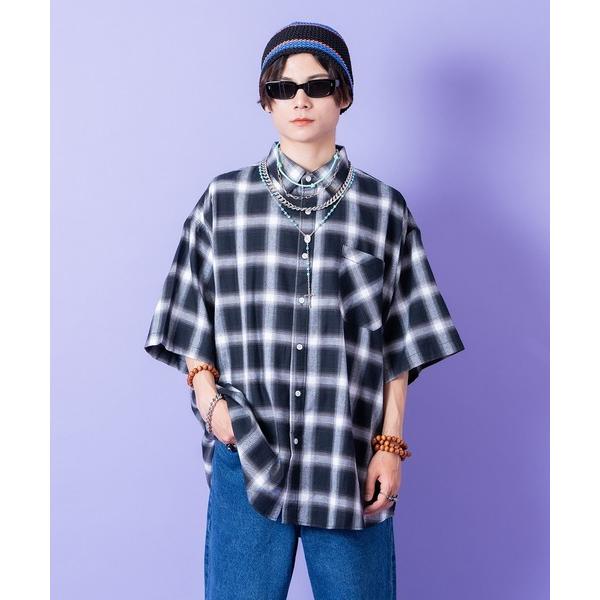 シャツ a.p.o.v. オンブレブロックチェックオーバーサイズシャツ メンズ レディース