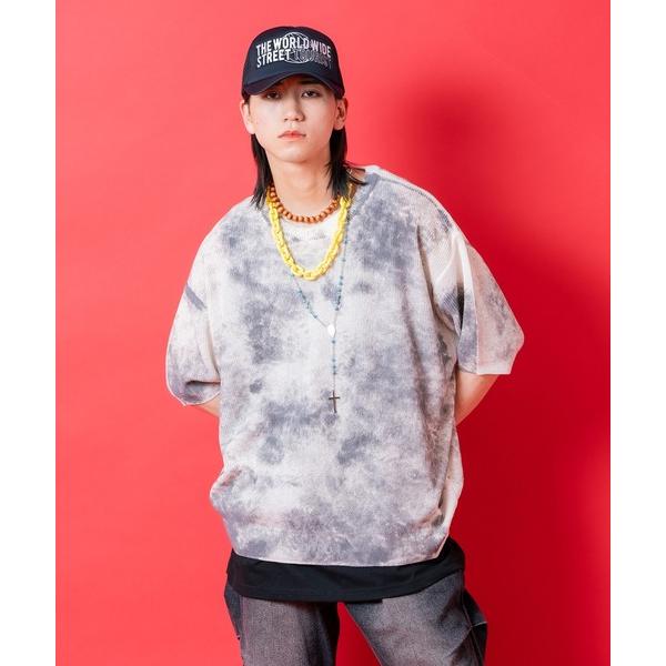 tシャツ a.p.o.v. ダートスプレープリントオーバーサイズニットTシャツ メンズ レディース