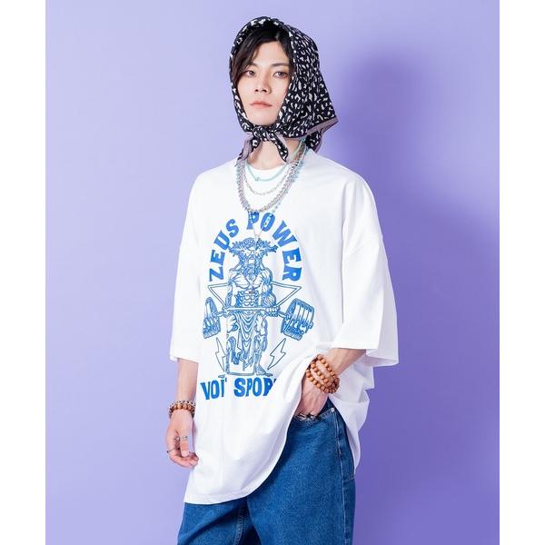 tシャツ a.p.o.v. アメカジライクコミカルゼウス＆ロゴオーバーサイズTシャツ メンズ レディ...