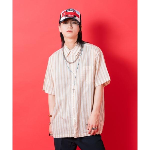 シャツ 半袖 a.p.o.v. ワントーンマルチストライプコットンシャツ メンズ レディース