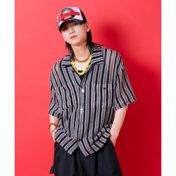 シャツ 半袖 a.p.o.v. レトロマルチストライプシアーサマーニットシャツ メンズ レディース