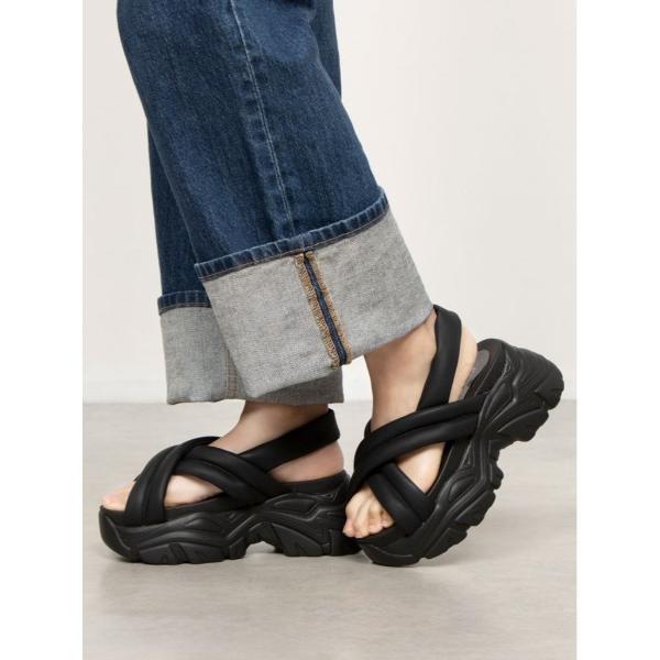 サンダル Mafmof(マフモフ)8cm厚底ボリュームソールクロスベルトパデットスポーツサンダル レ...