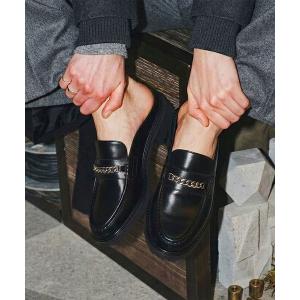 ローファー 牛革 ＋4.0cm タンクソール チェーンビットローファー ミュール / London Shoe Make Oxford and Derby 9015 メンズ