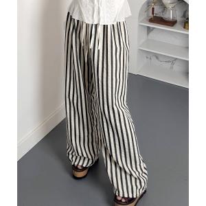 ワイドパンツ パンツ ストライプ ワイドパンツ レディース