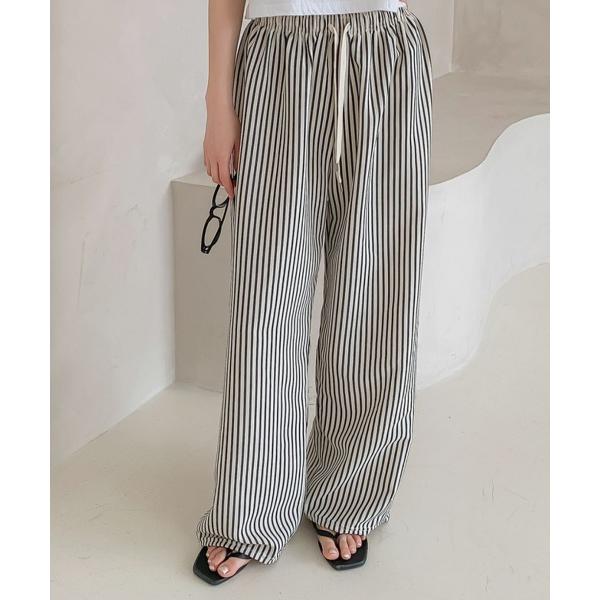 パンツ ストライプワイドパンツ レディース