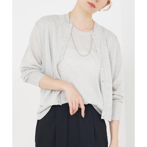 カーディガン 「夏の羽織りアイテム」ラメハイゲージニットカーデ/夏服/オフィスカジュアル レディース