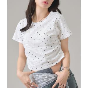 tシャツ 半袖 サイドシャーリングクロップドTシャツ レディース