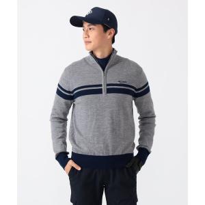 セーター ニット PURPLE LABEL / ハーフジップ ボーダー ニット メンズ