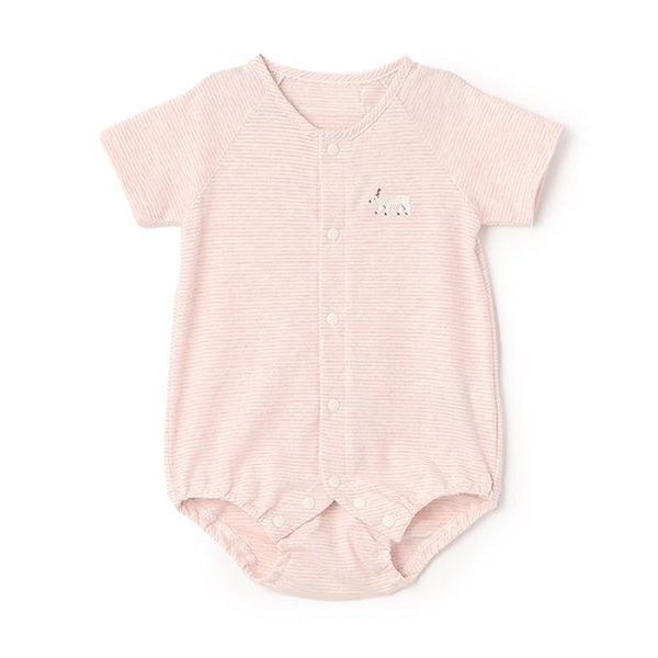 ベビー服 ロンパース 「オーガニック」シロクマボーダーボディスーツ「日本製」