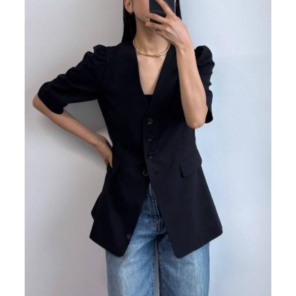 ジャケット テーラードジャケット 「柳橋唯さんコラボアイテム」5分袖パフスリーブジャケット レディー...