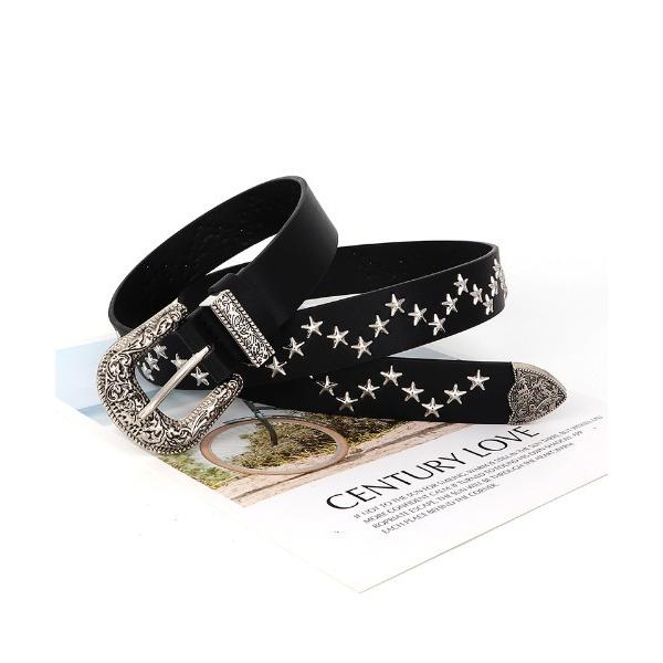 ベルト リベット付き、アメリカンヴィンテージファッション、韓国パンクスタイルのレザーベルト レディー...