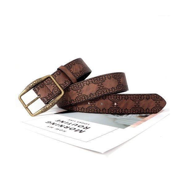 ベルト トレンドレトロエンボス加工レザーベルト レディース メンズ