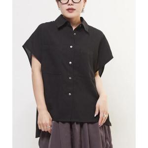 uvカット ブラウス シャツ 半袖 LINEN LIKE BOXY SHIRT レディース
