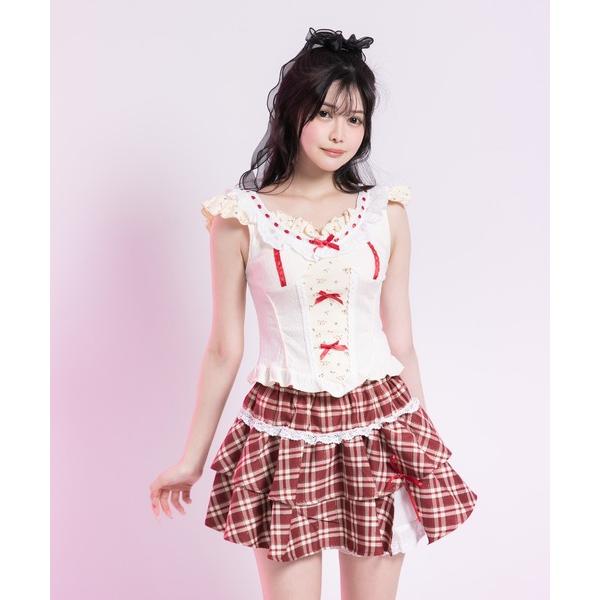 セットアップ 可愛いメルヘン風トップス×フレアスカートセットアップ レディース