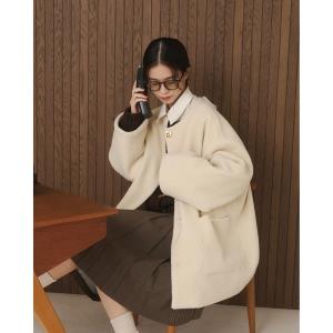 ノーカラーコート コート ノーカラーボアミドルコート レディース