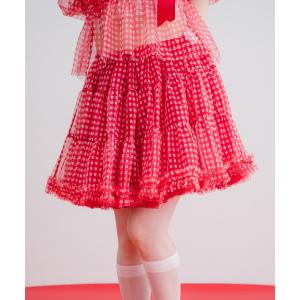 スカート gingham check volume panier/ギンガムチェックボリュームパニエ