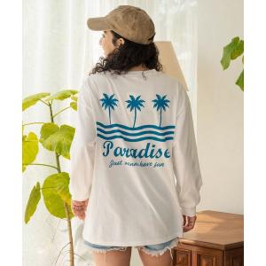 tシャツ パームツリー サーフプリント ビッグロングスリーブ Tシャツ レディース