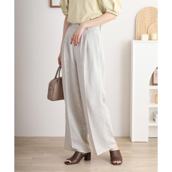 スラックス パンツ ミックスツイードタックパンツ レディース