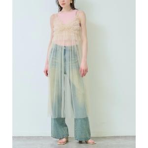ワンピース チュールフリルレイヤードキャミソールワンピース