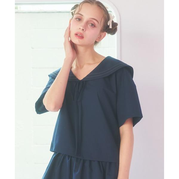 tシャツ 刺繍セーラートップス レディース