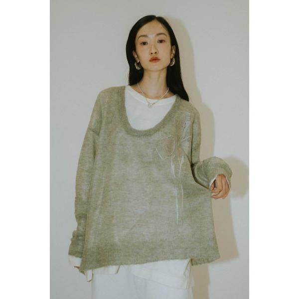 トレーナー スウェット embroidery sheer Uneck pullover(unisex...