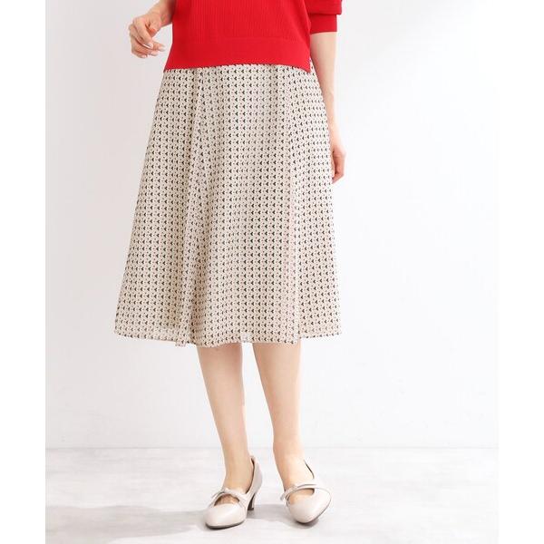 スカート 「マシンウォッシュ可／セットアップ可」フリュイドプリントスカート