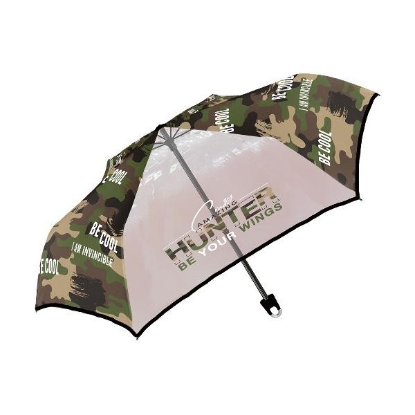 折りたたみ傘 ミリタリークール 透明窓付き 持ち手カラビナ 折りたたみ傘 雨傘 50cm キッズ 子...