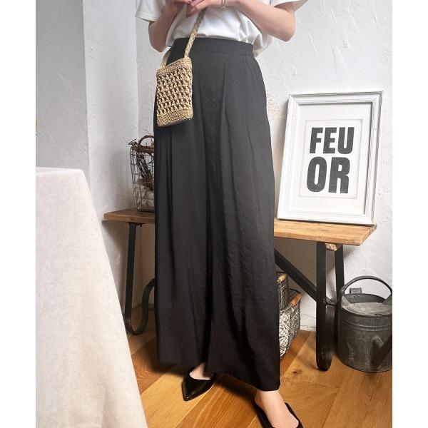 ワイドパンツ パンツ ウエストゴムイージーパンツ(裏地付き) レディース