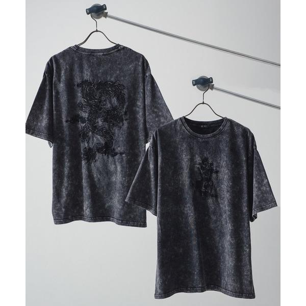 tシャツ ハードグラフィック 刺繍 グランジ フェード加工 オーバーサイズTシャツ メンズ レディー...