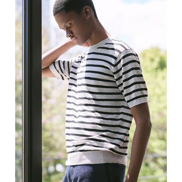 tシャツ 「LEON掲載」リネンボーダーニットTシャツ メンズ