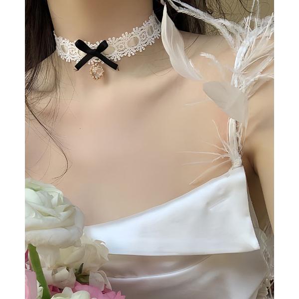 チョーカー 「urge select」リボン×ハートビジュー ガーリー フラワーモチーフレース チョ...