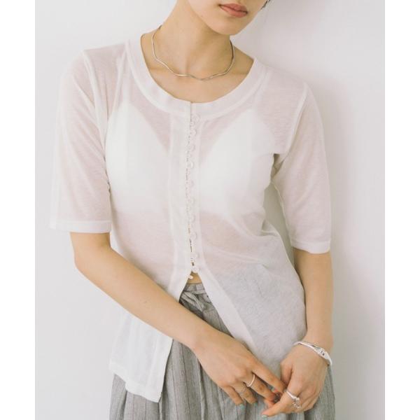 tシャツ フロントボタンシアーカーディガン レディース