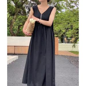 FREE STYLISTS ワンピース タックデザインノースリーブロング
