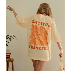 tシャツ ヴィンテージ風フラワープリントビッグTシャツ レディース