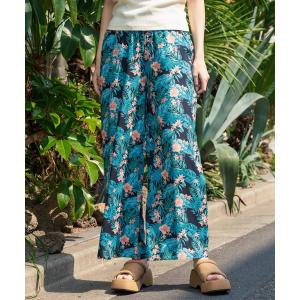 パンツ ボタニカル柄 レーヨン ワイド パンツ「セットアップ着用可 レディース