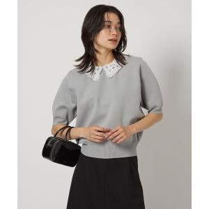 ニット セーター 襟レース 2WAY 5分袖 プルオーバー ニット  -ウォッシャブル- レディース