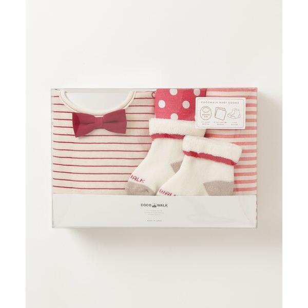 出産祝い ソックスギフトBOX（リボンボーダー）レッド