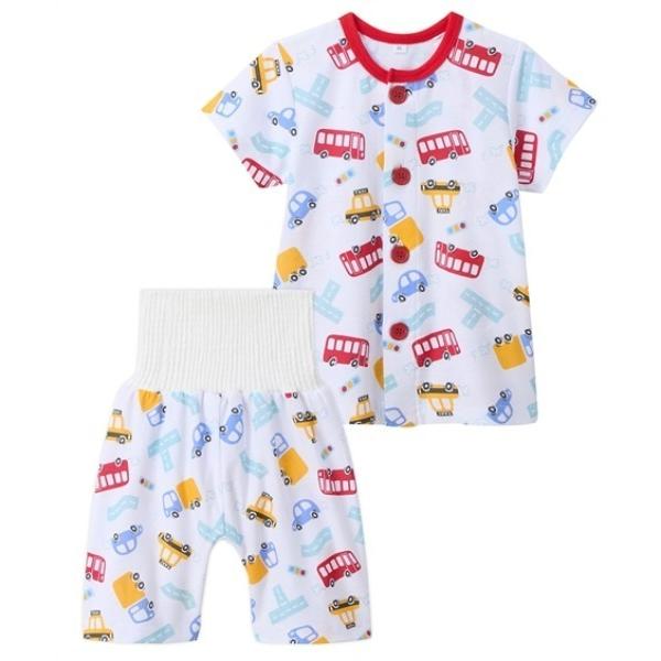 パジャマ 綿100％　梨地天竺前開き腹巻付きパジャマ（男の子　女の子） キッズ 子供 男の子 女の子