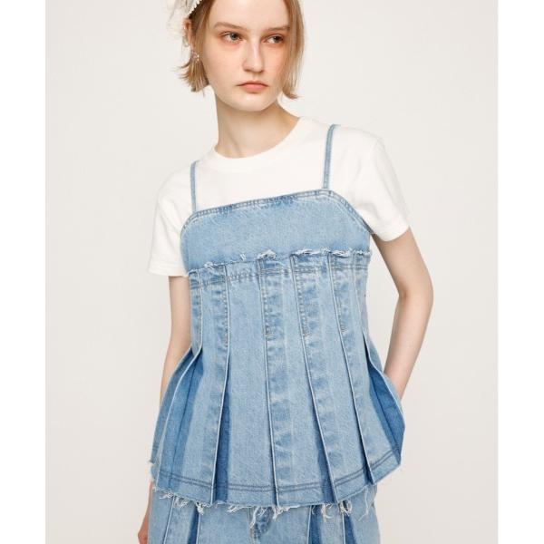 キャミソール PLEATS DENIM CAMI TOPS プリーツ デニム キャミ トップス