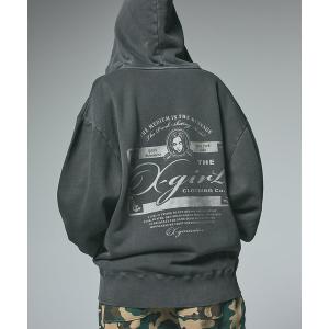 パーカー PIGMENT DYED FACE LABEL ZIP UP SWEAT HOODIE レディース メンズ